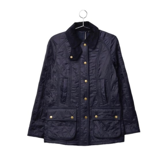 Barbour Jackets & Blazers - Barbour Beadnell Polarquilt Jacket Women's Size 6 US Navy Plaid Soft Fleece